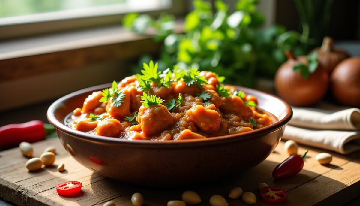 Découvrez la recette authentique du mafé de poulet à la savoureuse sauce arachide