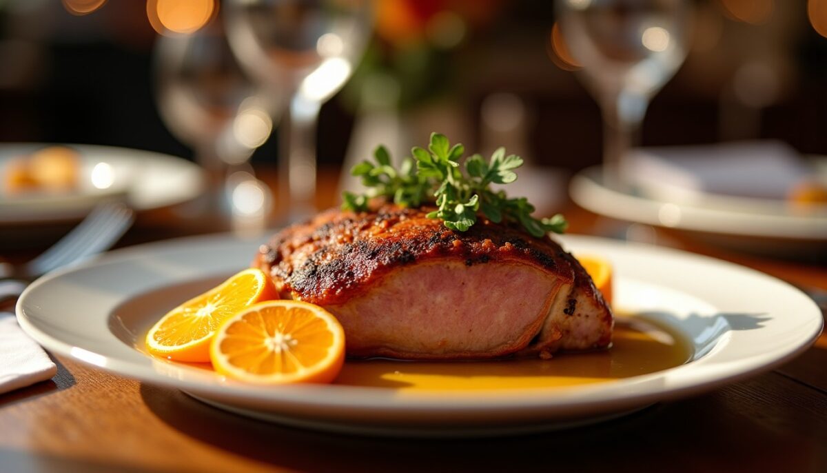 Magret de canard délicatement parfumé aux clémentines juteuses