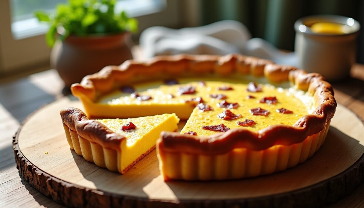 Délicieuse Quiche Lorraine Rehaussée d'une Pointe de Moutarde Délicieuse Quiche Lorraine Rehaussée d'une Pointe de Moutarde